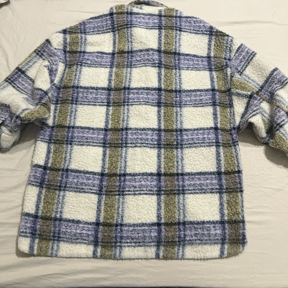 Zara Plaid Sherpa Shirt Shacket Size Small-Medium Wool Blend Chunky Oversized - Picture 5 of 8